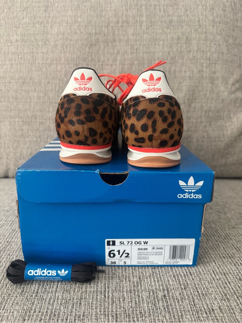 adidas Leopard-Print Samba-Inspired Sneakers with Red Accents - Picture 3 of 5